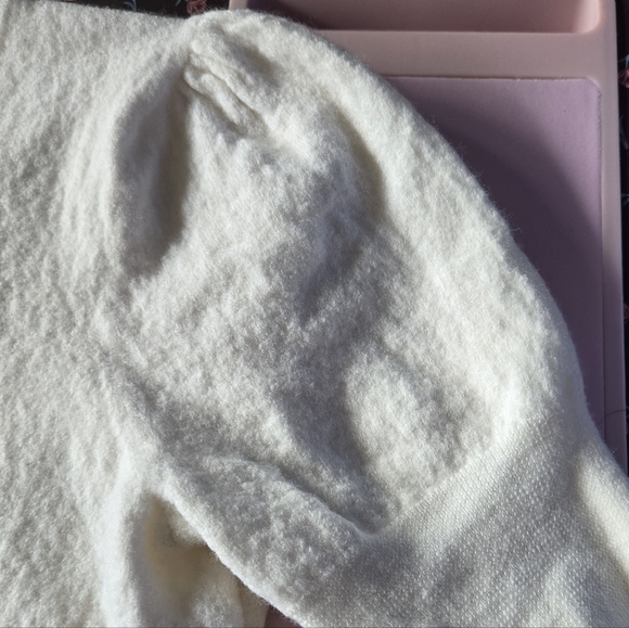 Rachel Zoe Girls NWT White 100% Extrafine Merino Wool Puff Sleeve Sweater M - Picture 5 of 9